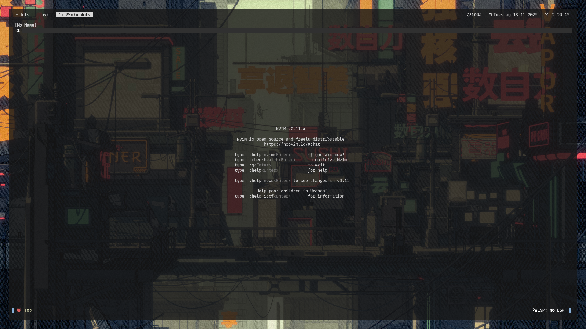 screenshot of my neovim setup with plugin layout